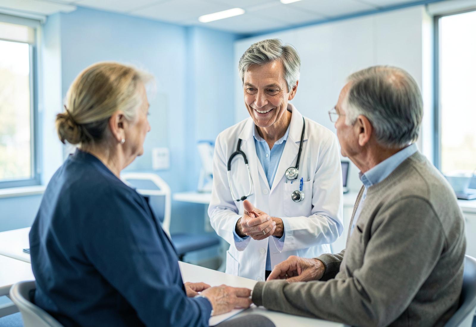 Pain management physician consulting with patients at Premier Pain Clinic
